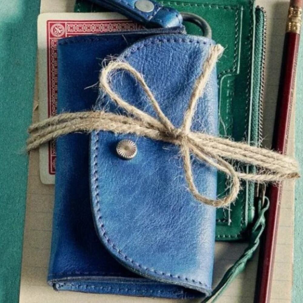 Free People Blue Leather Clutch Wristlet - Picture 2 of 7